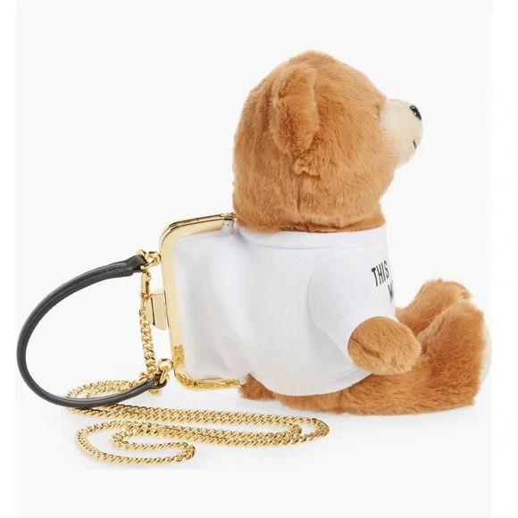 Moschino Stuffed Teddy Bear Coin Clutch Crossbody Bag NWT - Picture 7 of 15